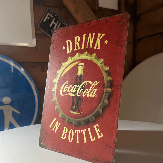 Drink cola in bottle metalen bord - 20x30 cm