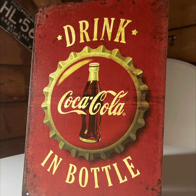 Drink cola in bottle metalen bord - 20x30 cm