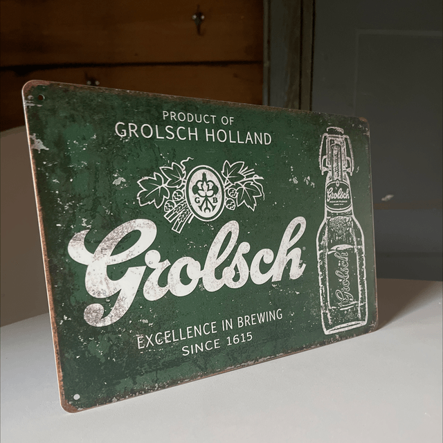Metalen bierbord Grolsch - 30 X 20 cm