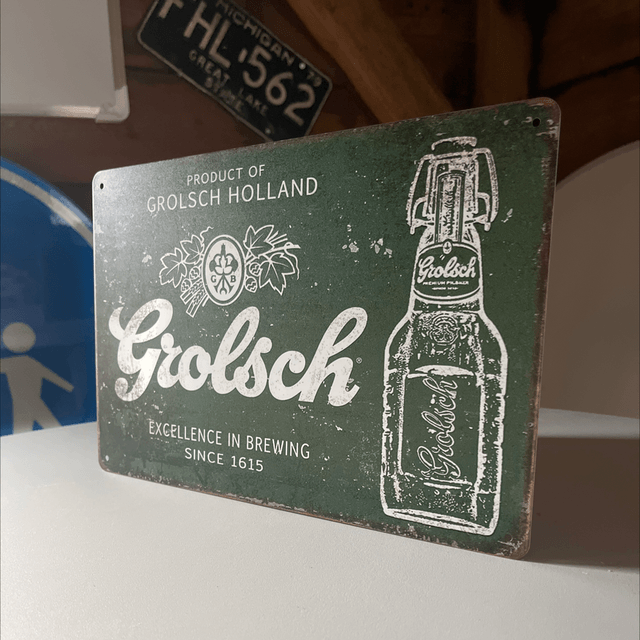 Metalen bierbord Grolsch - 30 X 20 cm