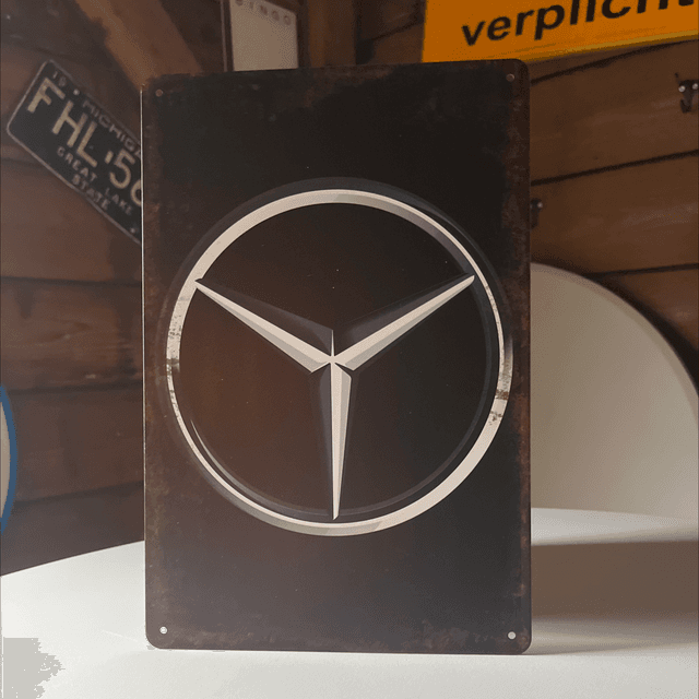 Mercedes metalen bord - 20x30 cm