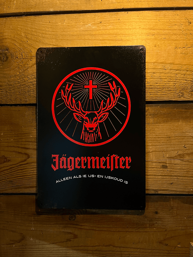 Metalen bierbord Jagermeister vintage zwart - 20 X 30 cm
