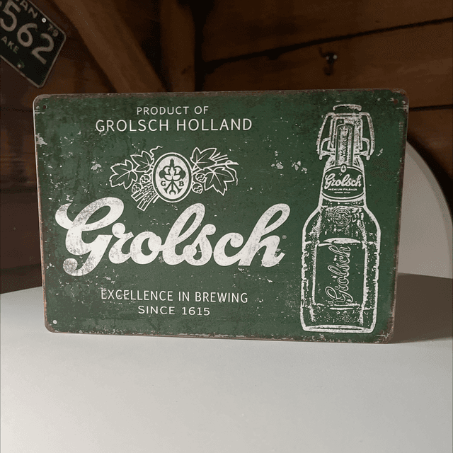 Metalen bierbord Grolsch - 30 X 20 cm